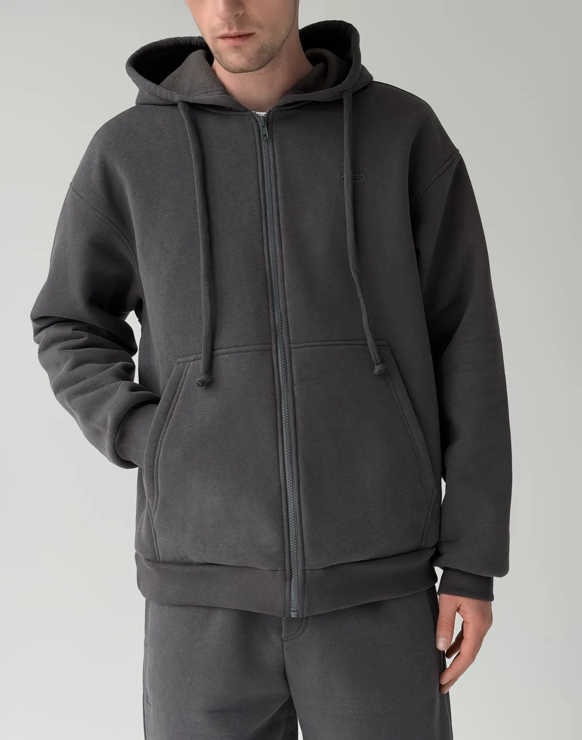 Зіпер з начосом зимовий чоловічий, графітовий - Фото 1