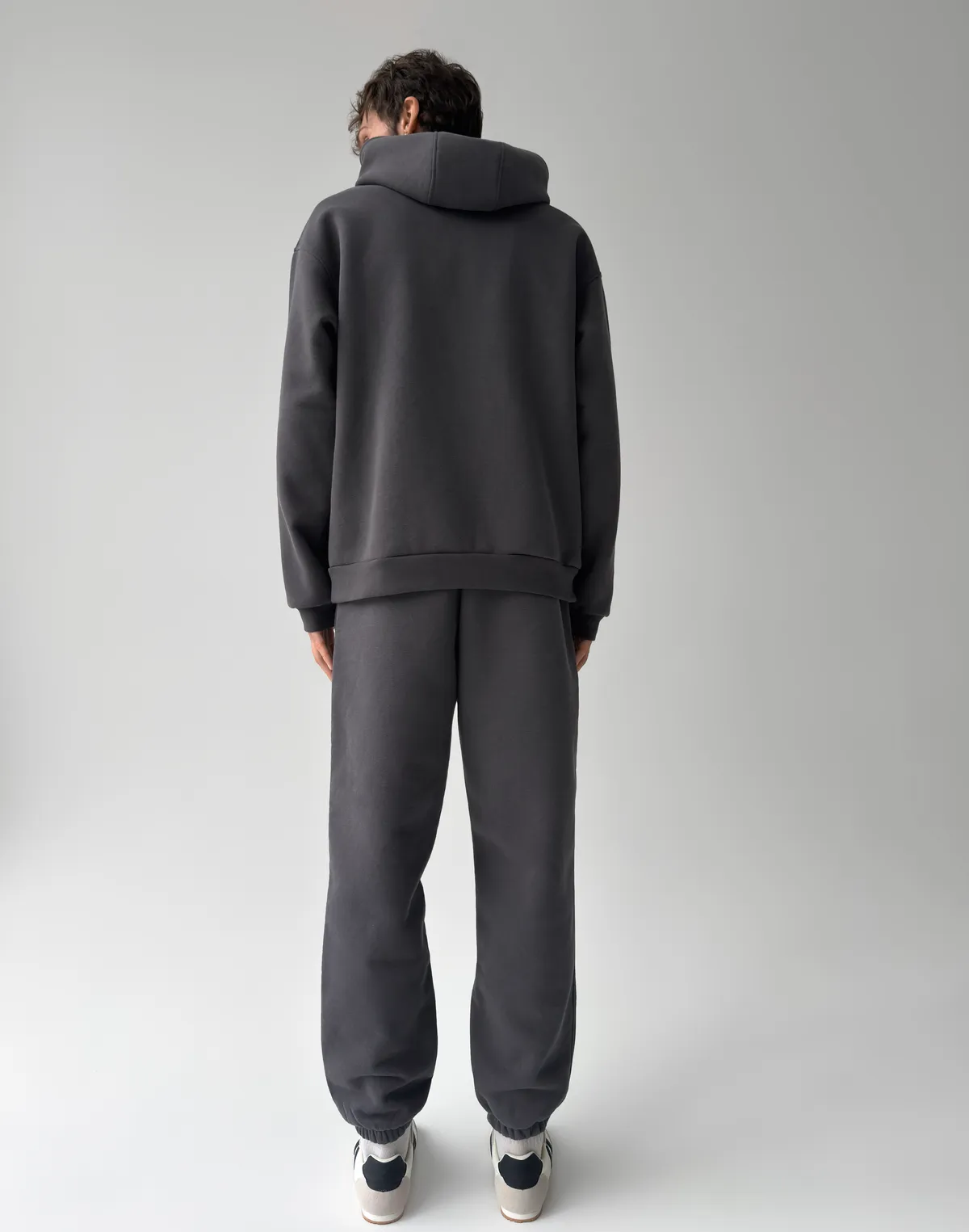 Комплект чоловічій зимовий з начосом зіпер та джогери, графітові - Фото 2