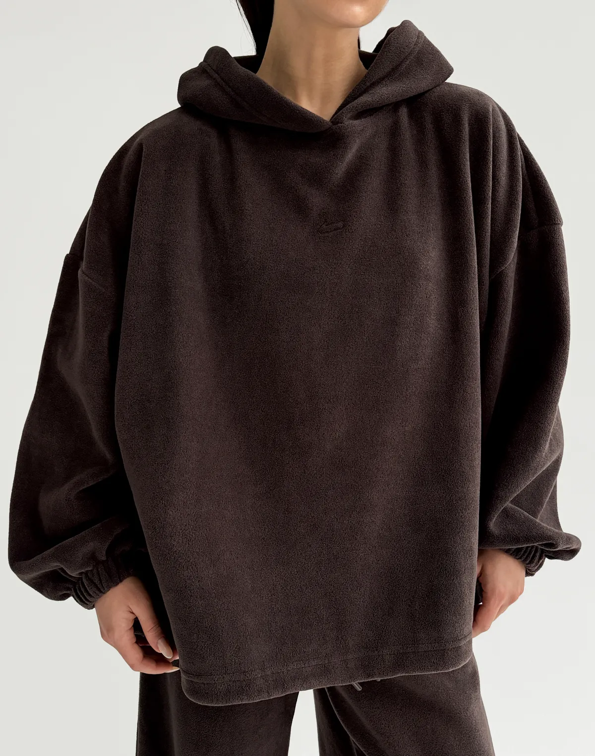 Худі супер оверсайз подовжений, темний шоколад - Фото 1