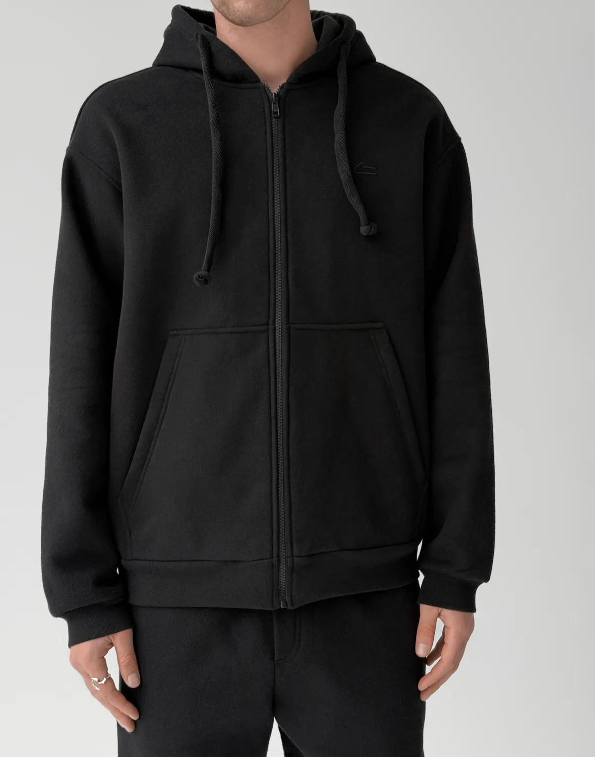 Зіпер з начосом зимовий чоловічий, чорний - Фото 1