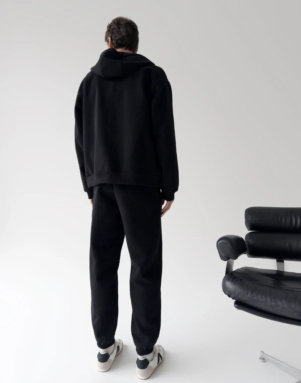 Комплект чоловічій зимовий з начосом зіпер та джогери, чорні - Фото 2