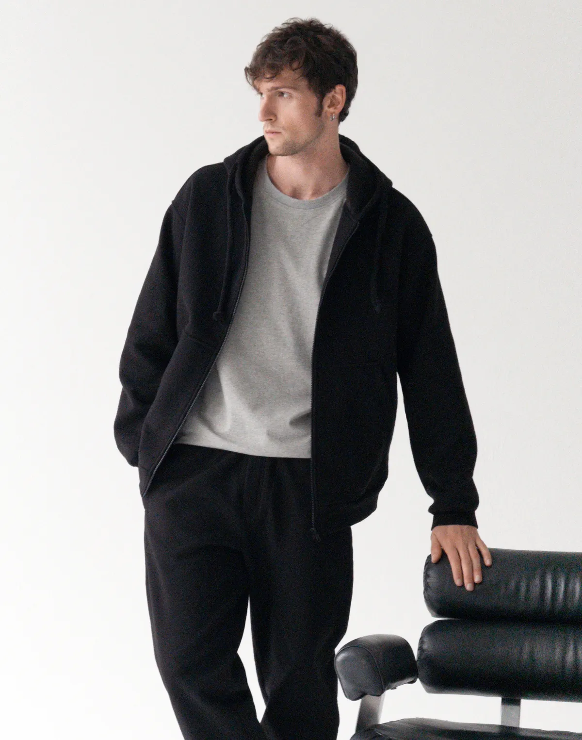 Зіпер з начосом зимовий чоловічий, чорний - Фото 3