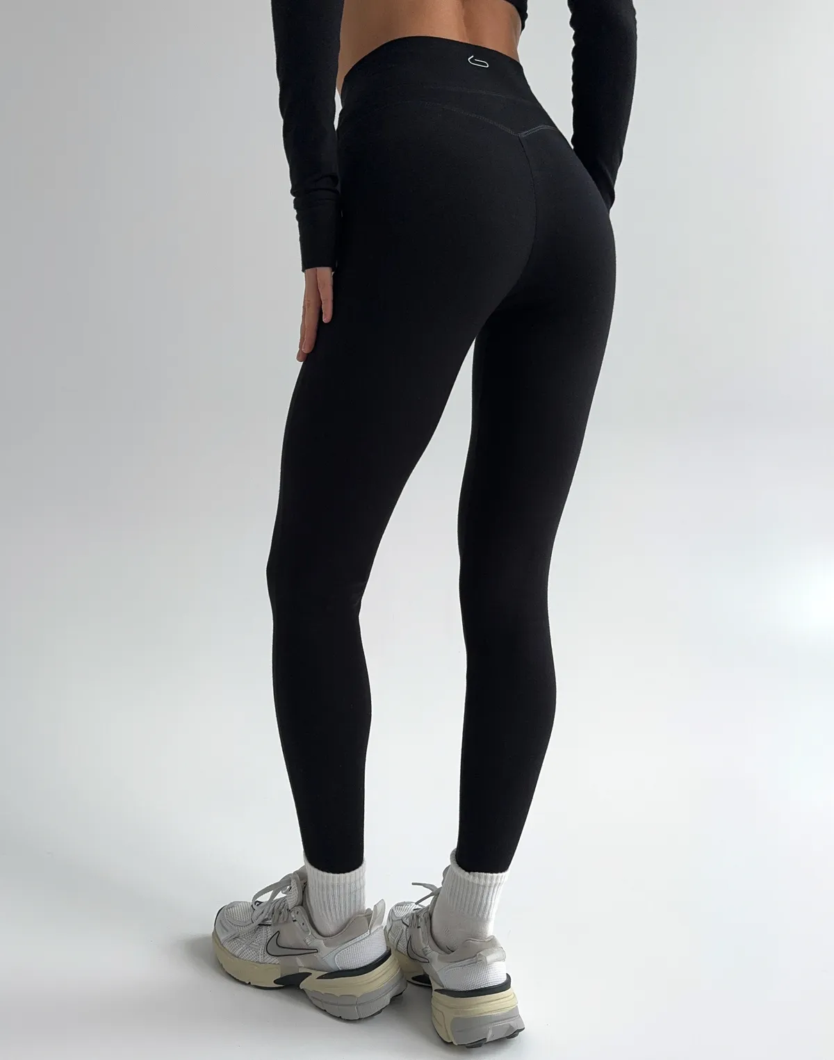 Лосини бавовняні з декоративним швом позаду, чорні - Фото 2