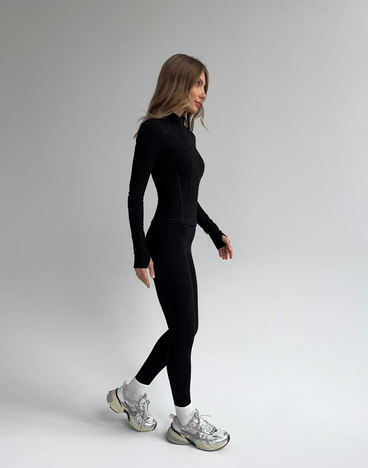 Лосини бавовняні з декоративним швом позаду, чорні - Фото 4