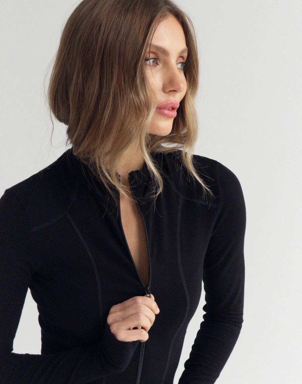 Рашгард повної довжини на блискавці бавовняний, чорний - Фото 7