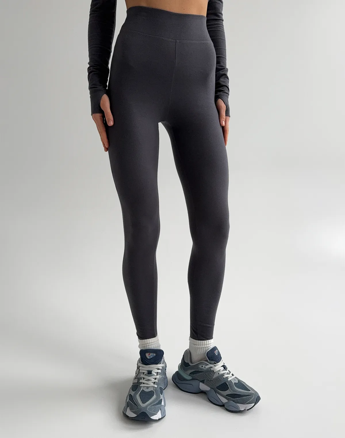 Лосини бавовняні з декоративним швом позаду, графіт - Фото 1