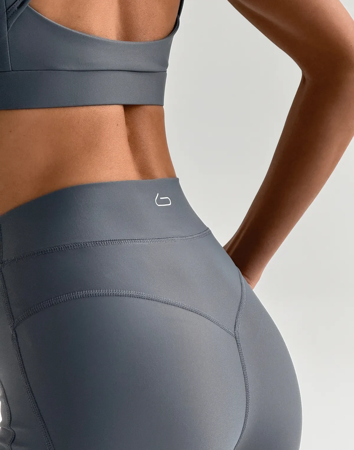 Лосини спортивні з високою посадкою та манжетом по талії, темно-сірі - Фото 6