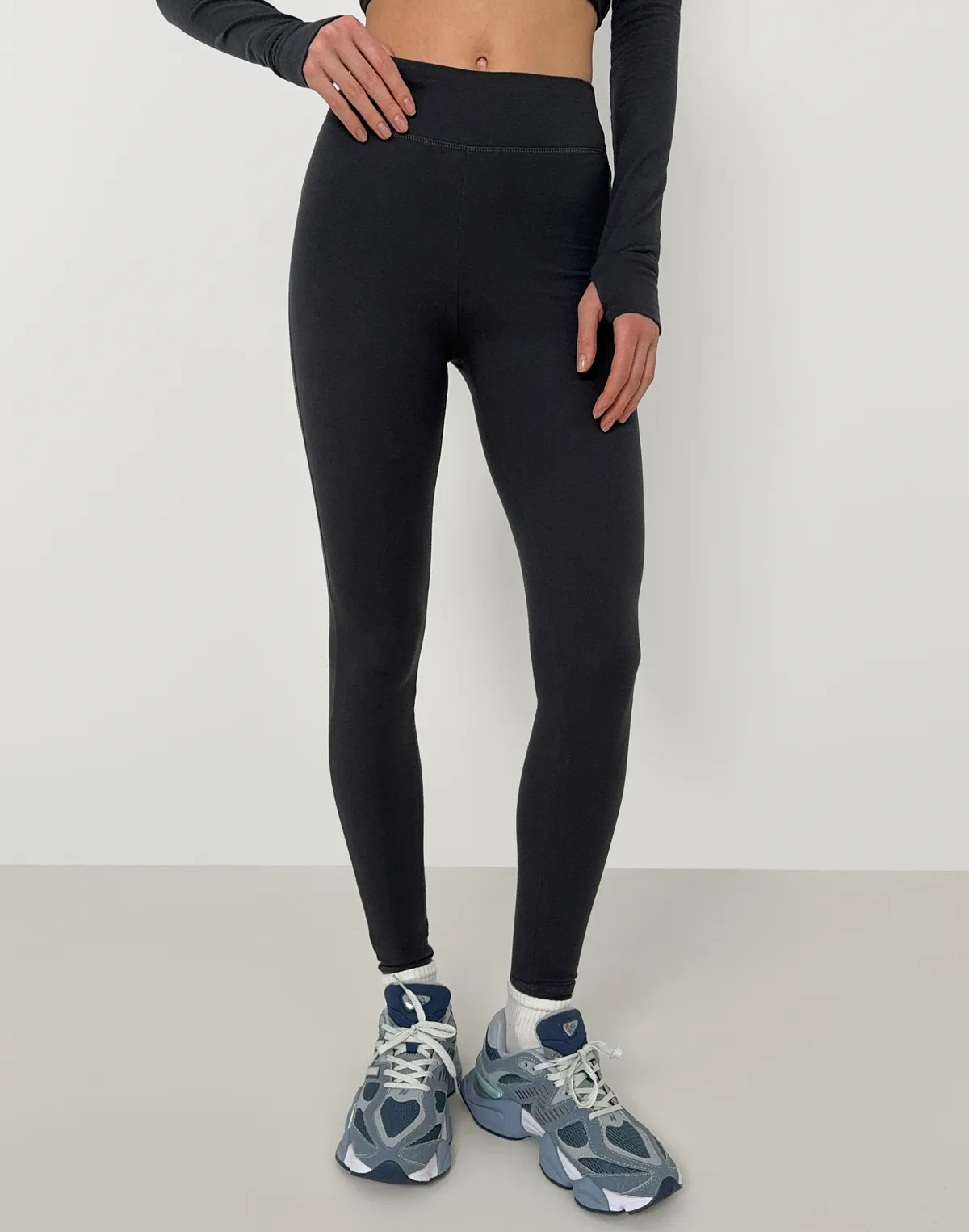 Лосини бавовняні з декоративним швом позаду, асфальтові - Фото 1