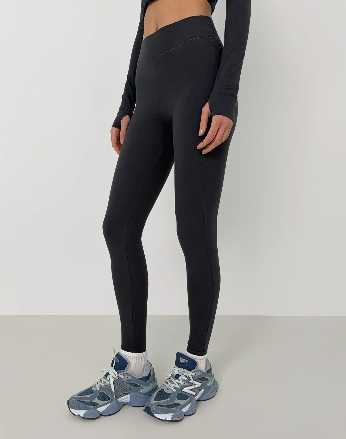 Лосини бавовняні з декоративним швом позаду, асфальтові - Фото 6