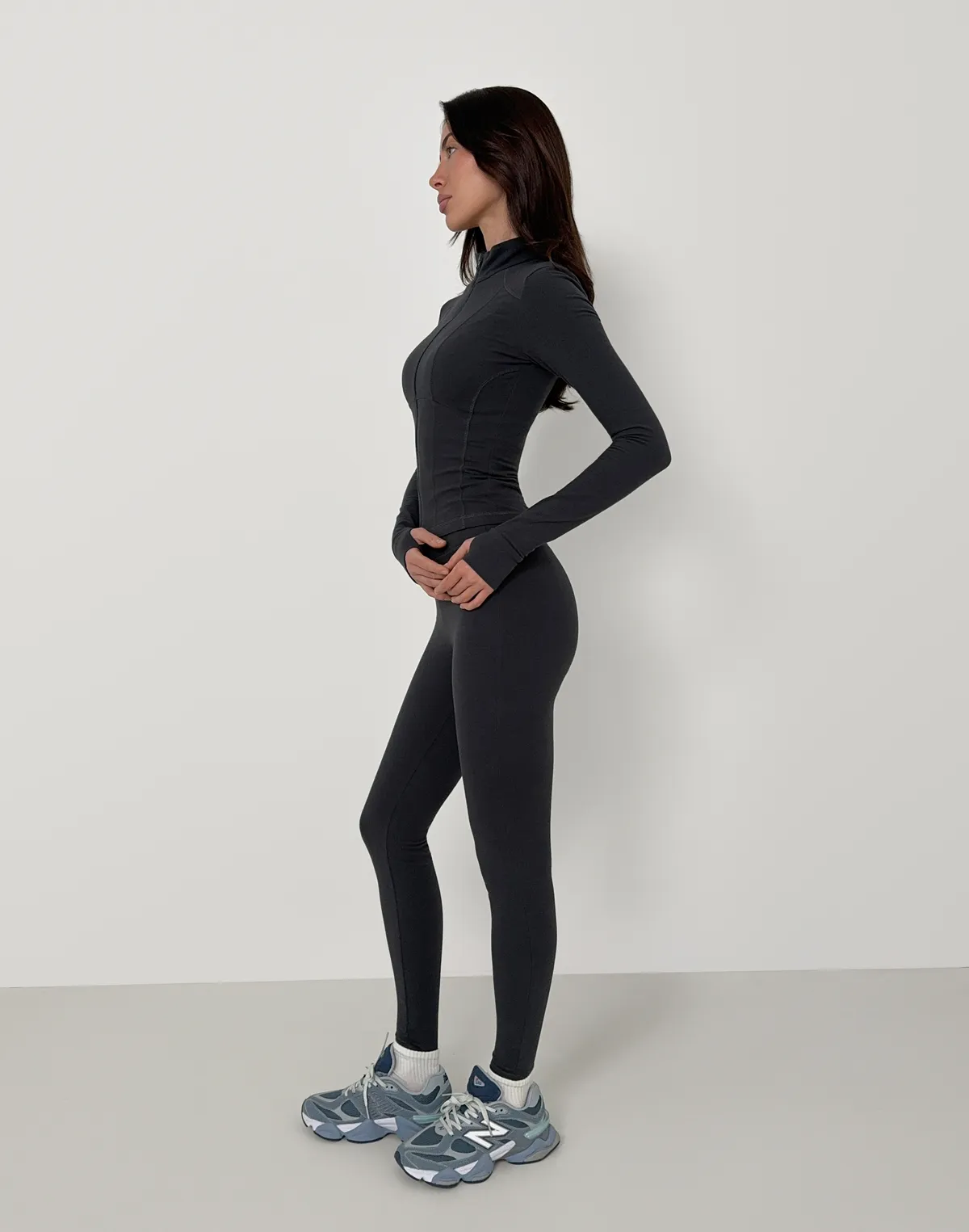 Лосини бавовняні з декоративним швом позаду, асфальтові - Фото 8