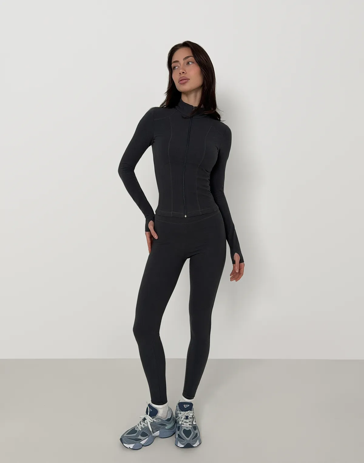 Рашгард повної довжини на блискавці бавовняний, асфальтовий - Фото 4