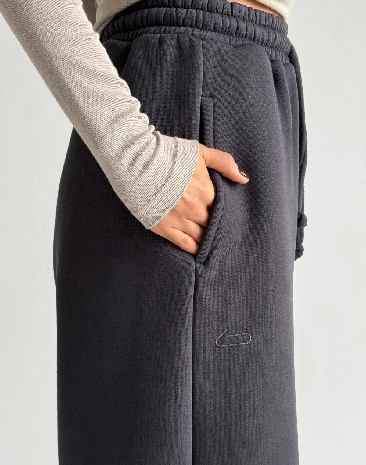 Штани вільного крою з начосом зимові, антрацит - Фото 6