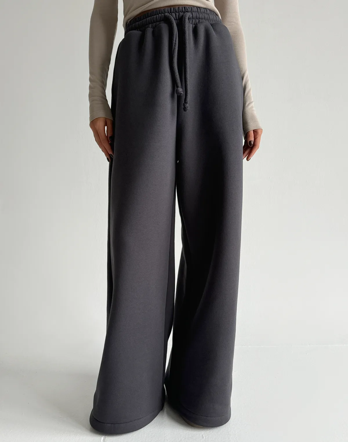 Штани вільного крою з начосом зимові, антрацит - Фото 1