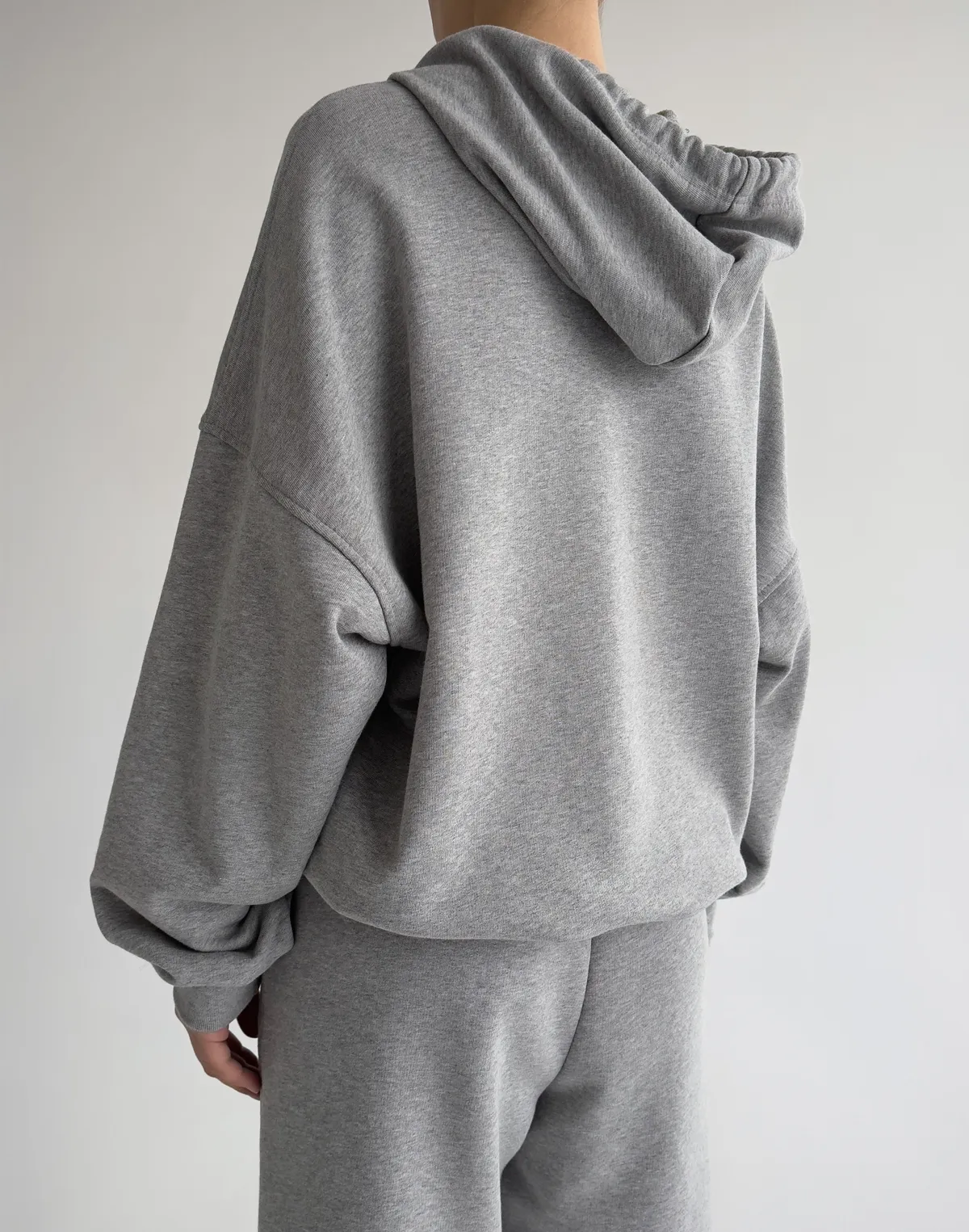 Худі оверсайз з кишенею, сірий меланж - Фото 2