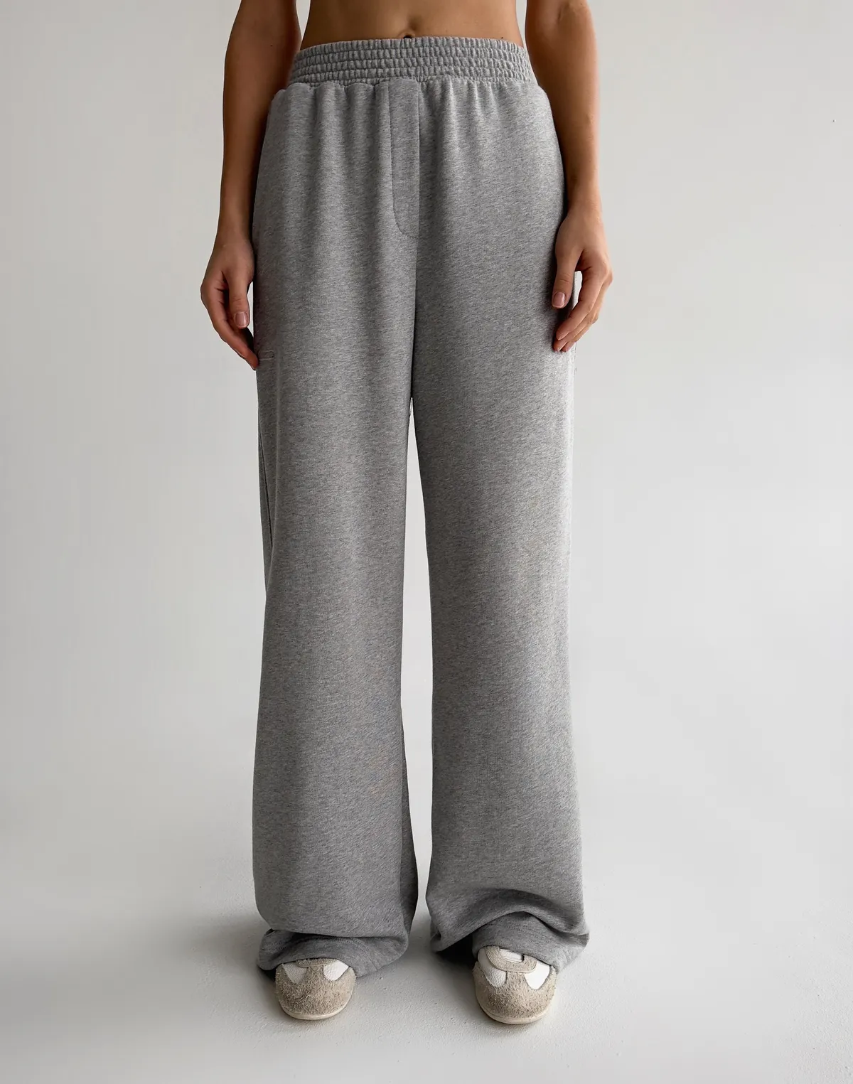 Штани спортивні прямі, сірий меланж - Фото 1