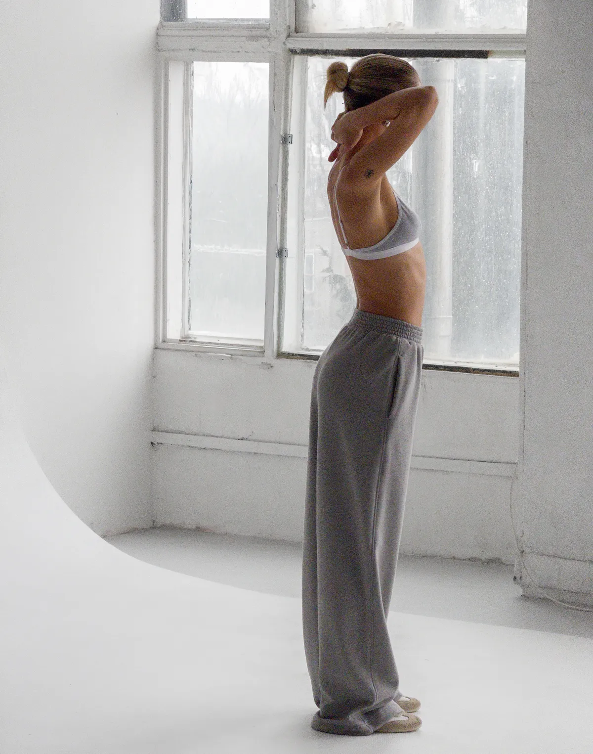 Штани спортивні прямі, сірий меланж - Фото 5