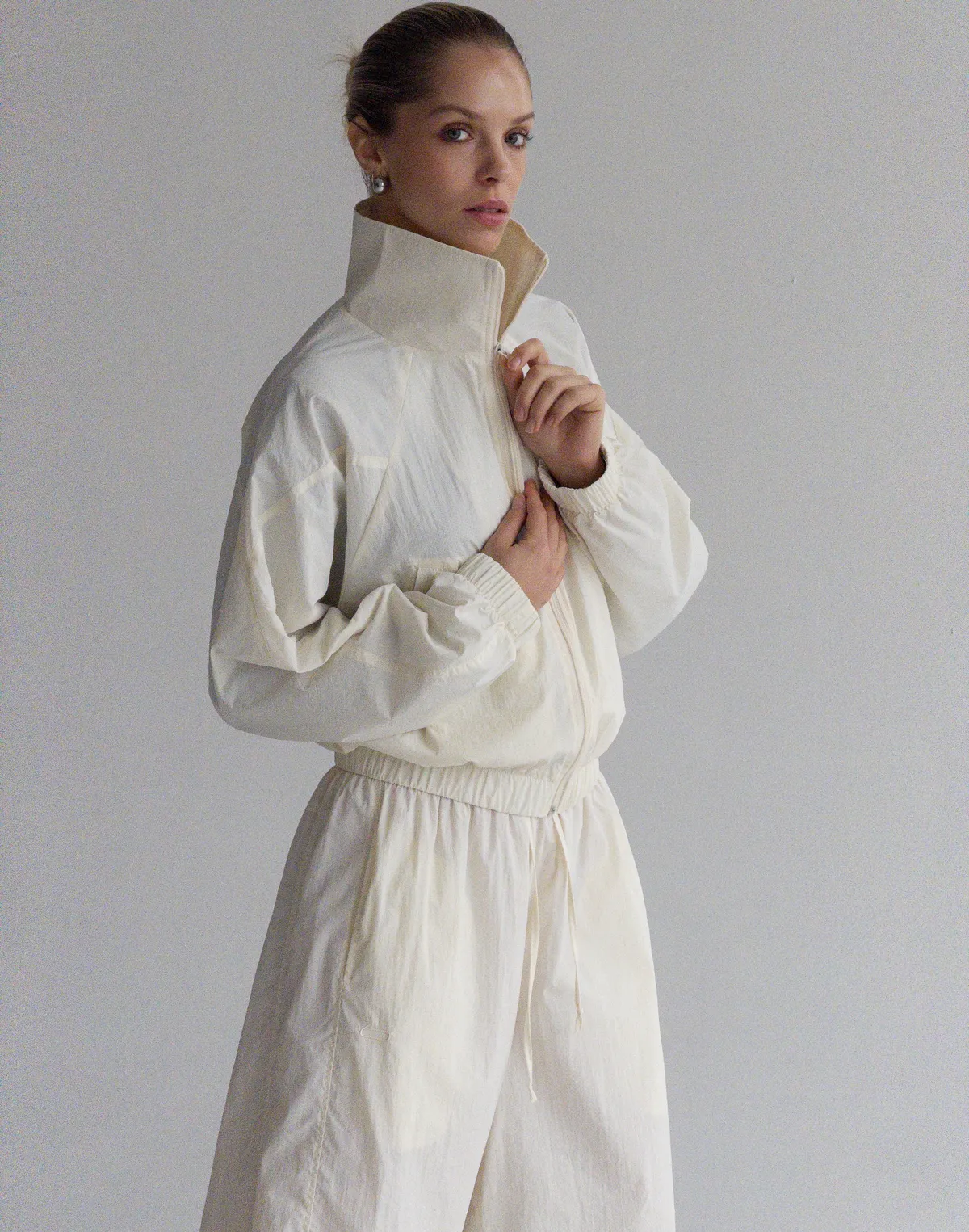 Зіпер з плащової тканини, молочний - Фото 5