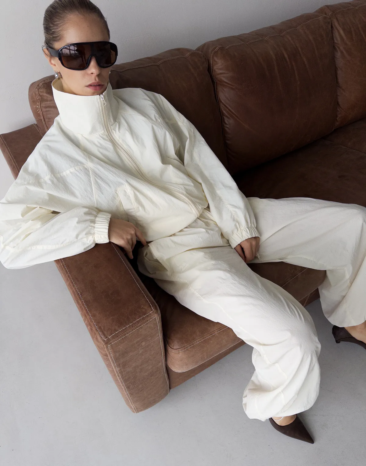 Зіпер з плащової тканини, молочний - Фото 3