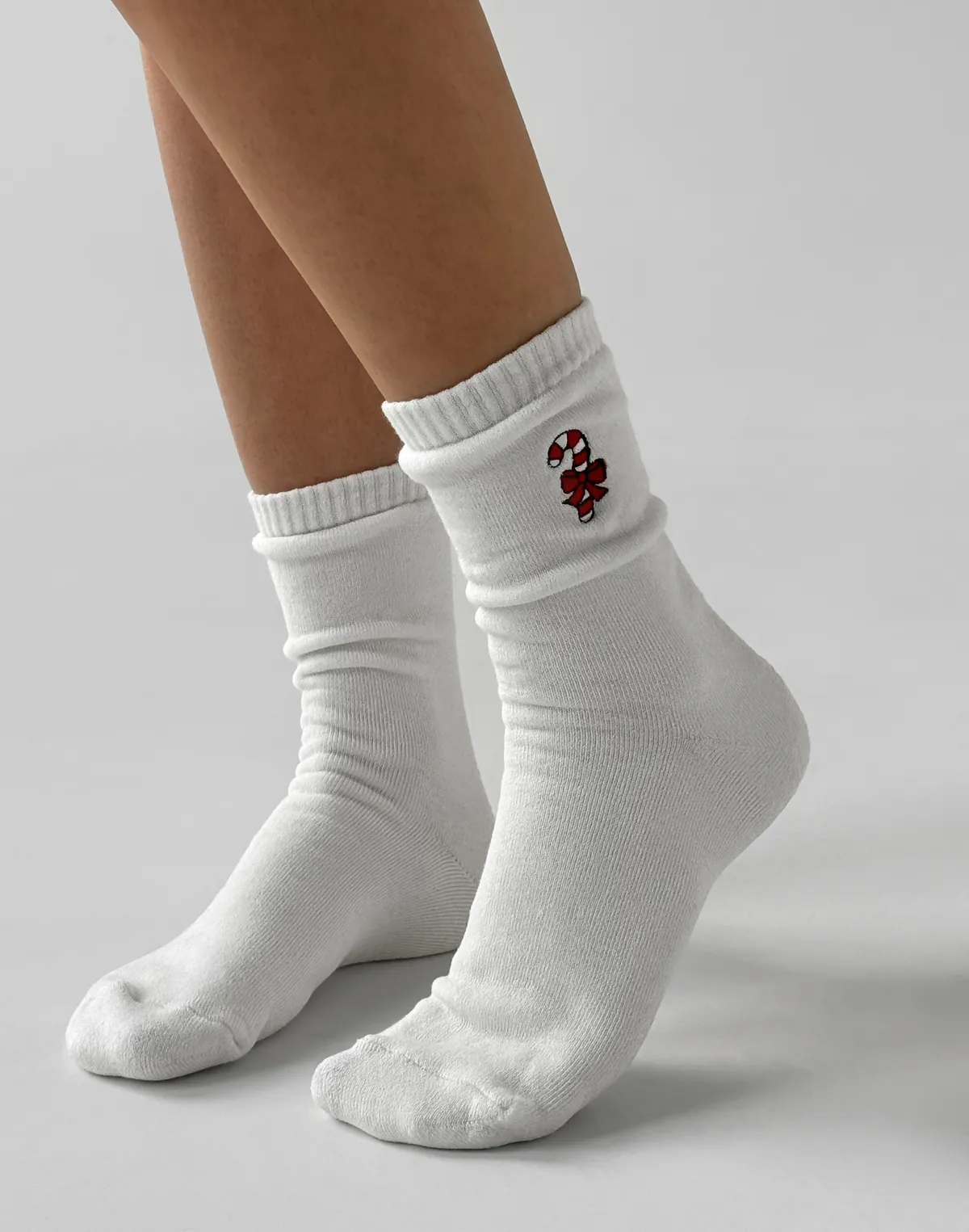 Zimowe skarpetki z wzorem „cukierek”, mleczne - Фото 4