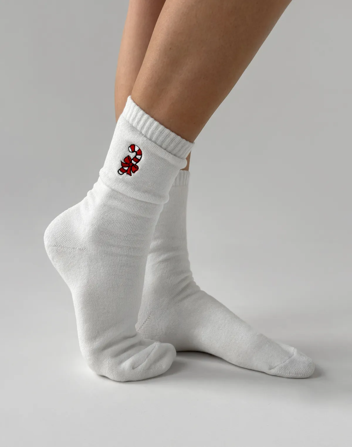 Zimowe skarpetki z wzorem „cukierek”, mleczne - Фото 6