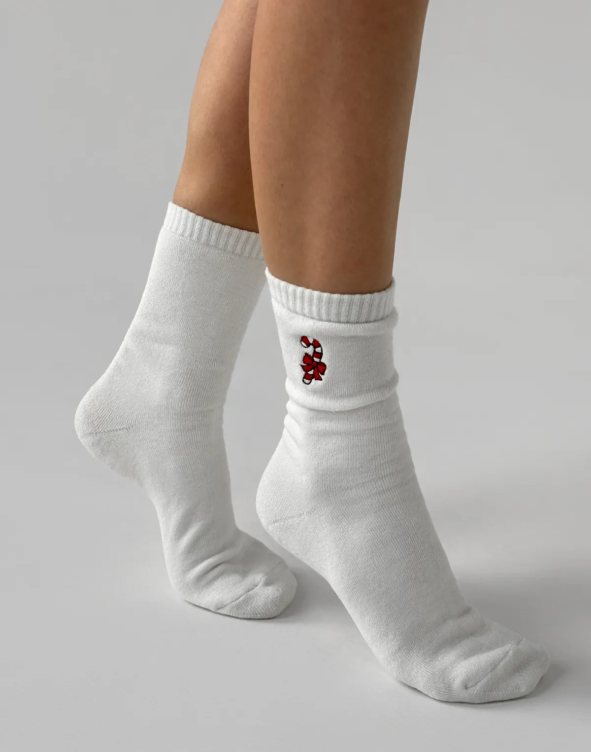 Zimowe skarpetki z wzorem „cukierek”, mleczne - Фото 3