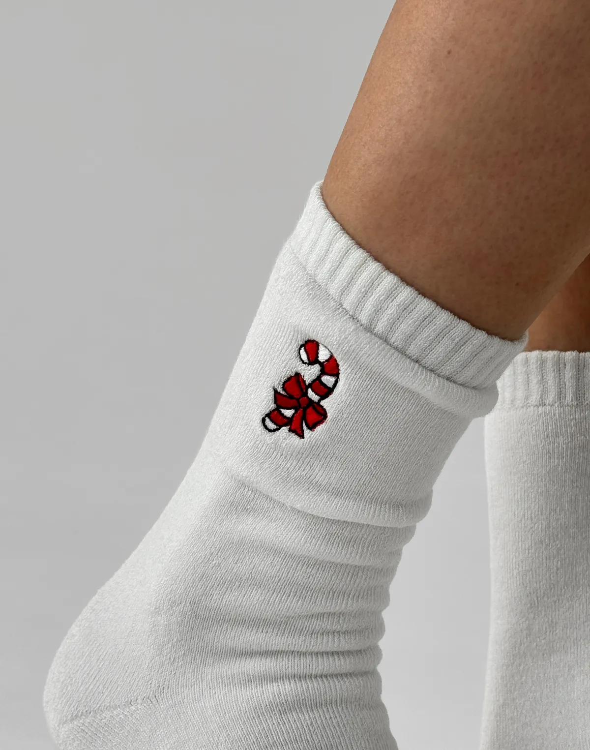 Zimowe skarpetki z wzorem „cukierek”, mleczne - Фото 2