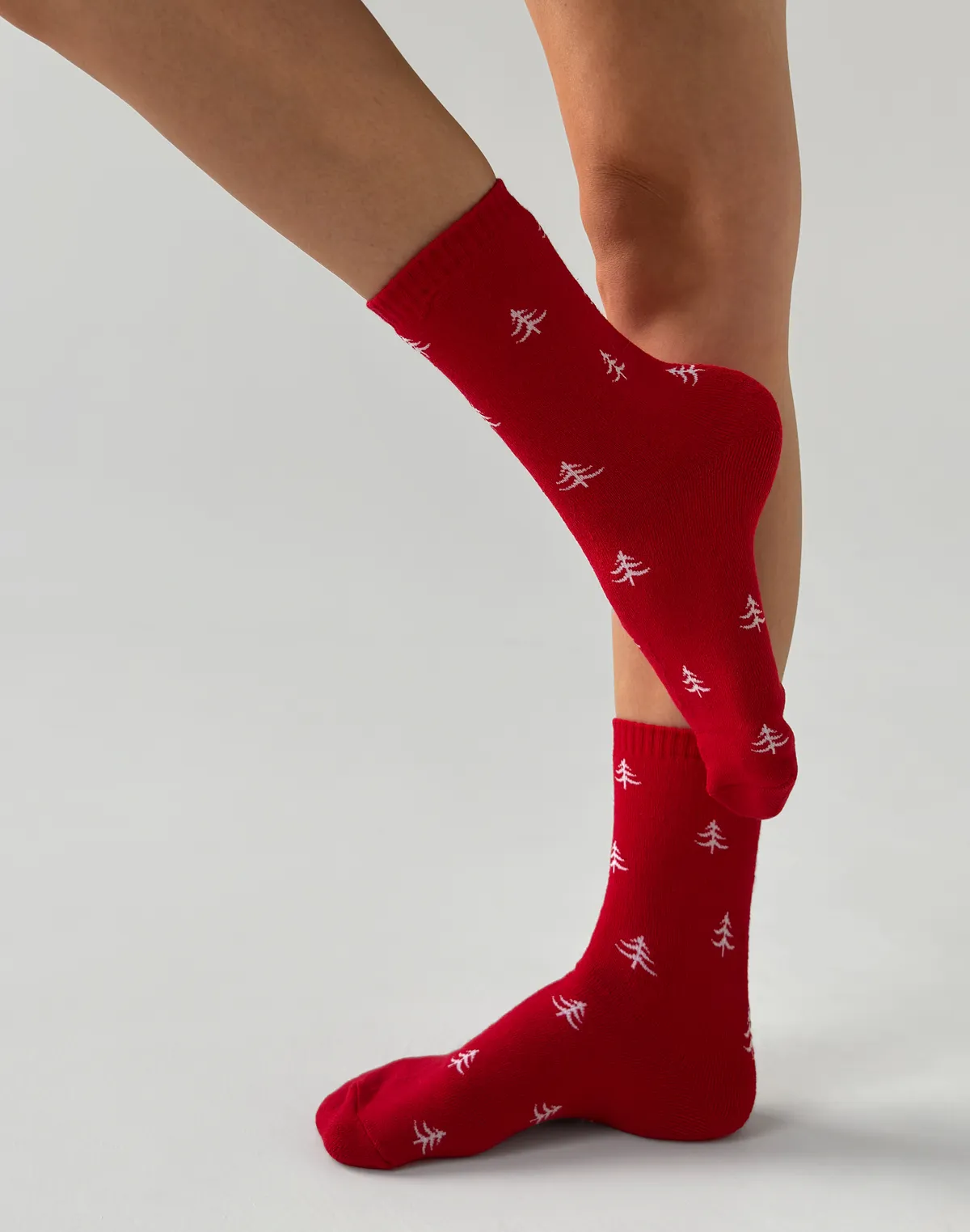 Zimowe skarpetki z noworocznym wzorem „choinki”, czerwone - Фото 4