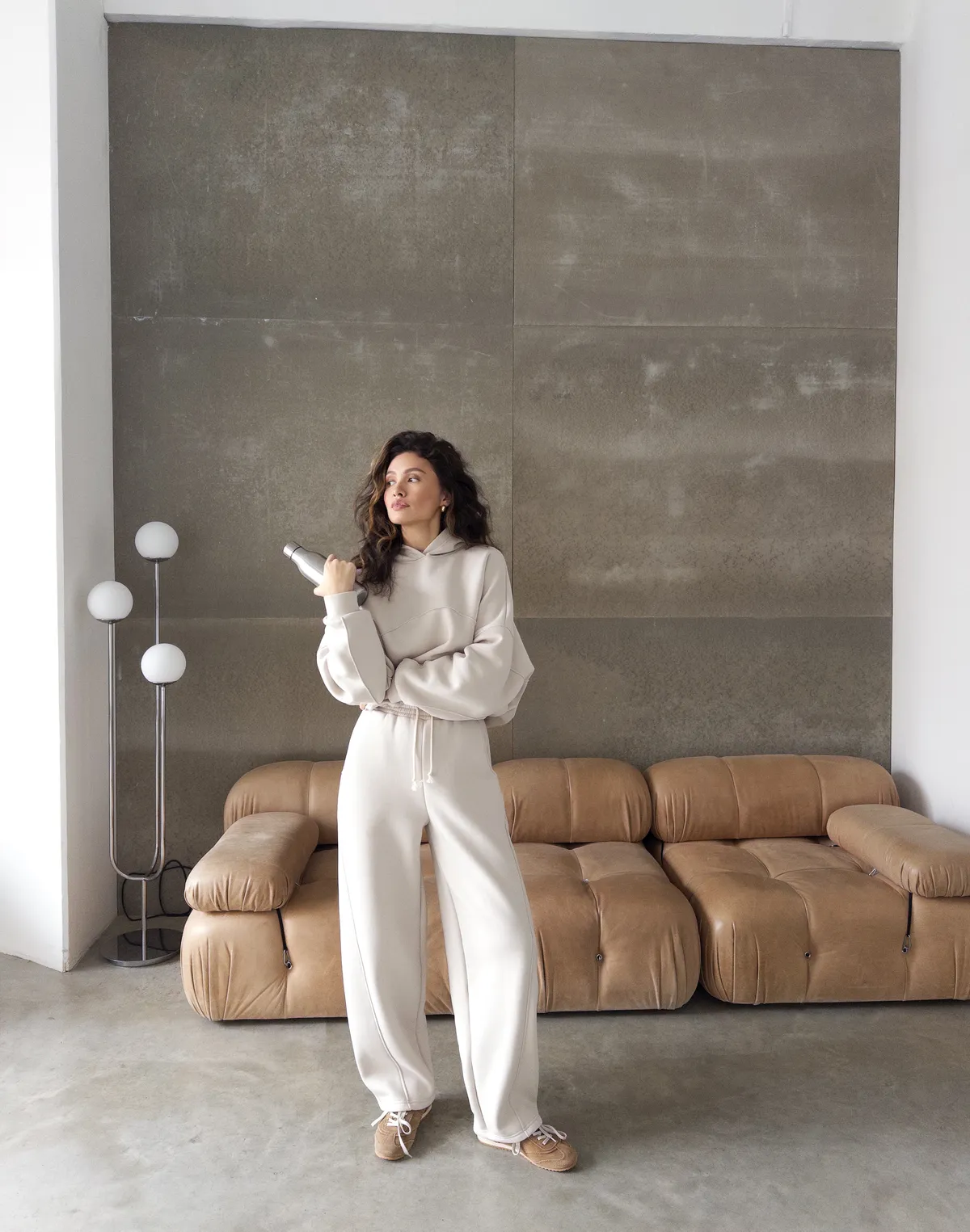 Худі оверсайз з декоративним швом, пудровий - Фото 7