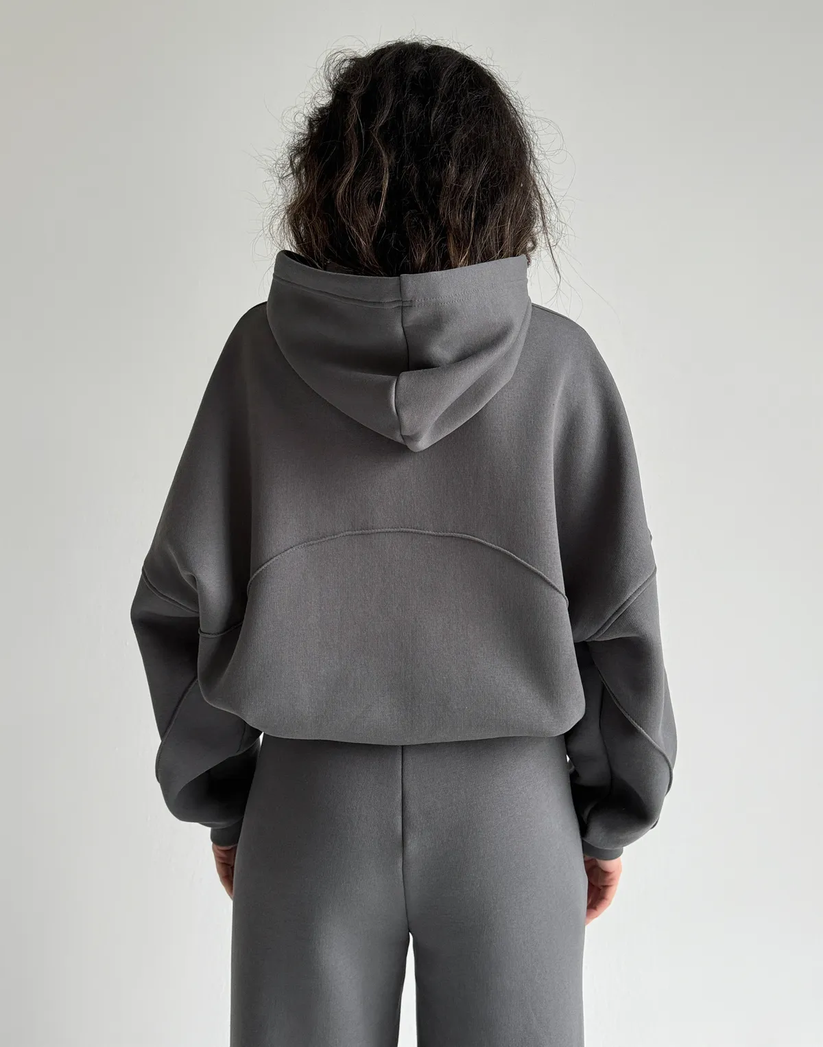 Худі оверсайз з декоративним швом, темно-сірий - Фото 2