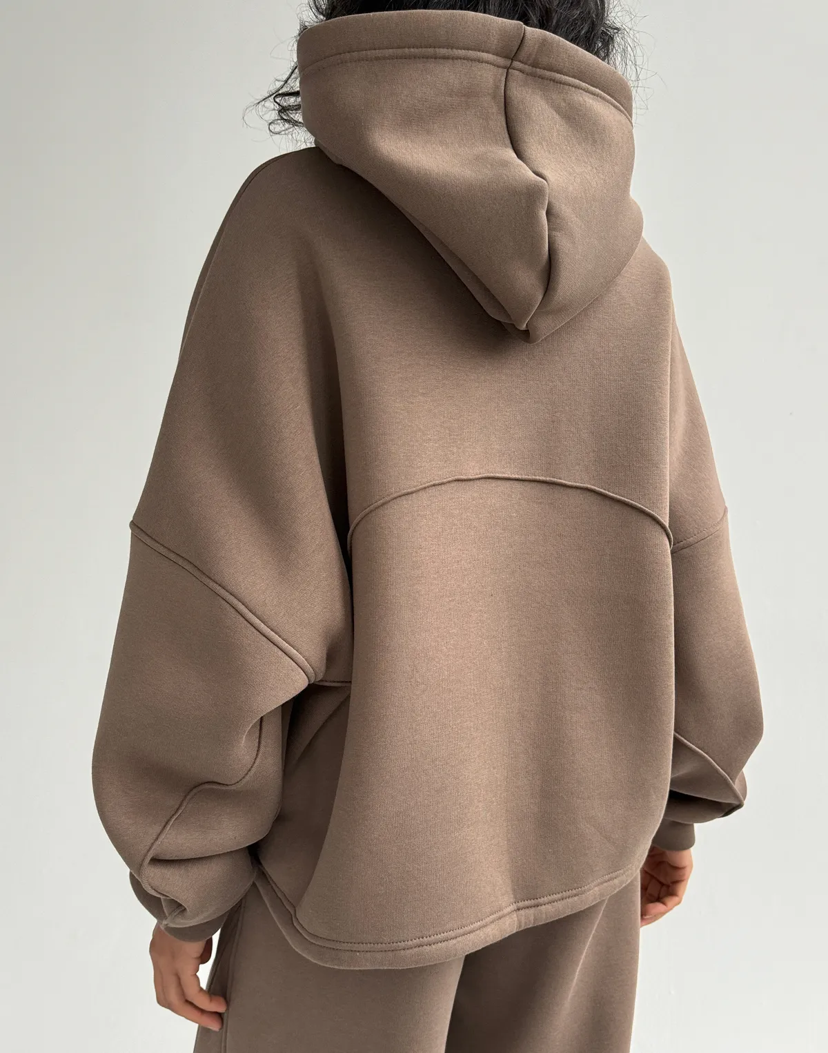 Худі оверсайз з декоративним швом, коричневий - Фото 2