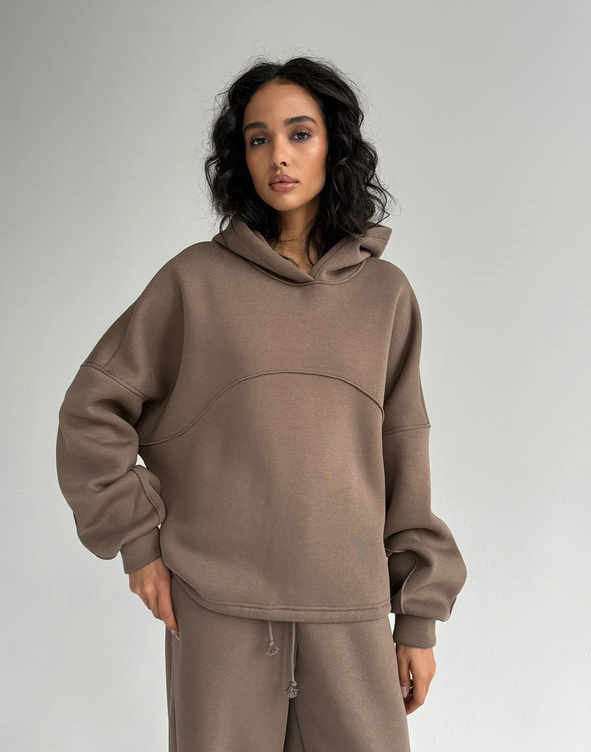 Худі оверсайз з декоративним швом, коричневий - Фото 6