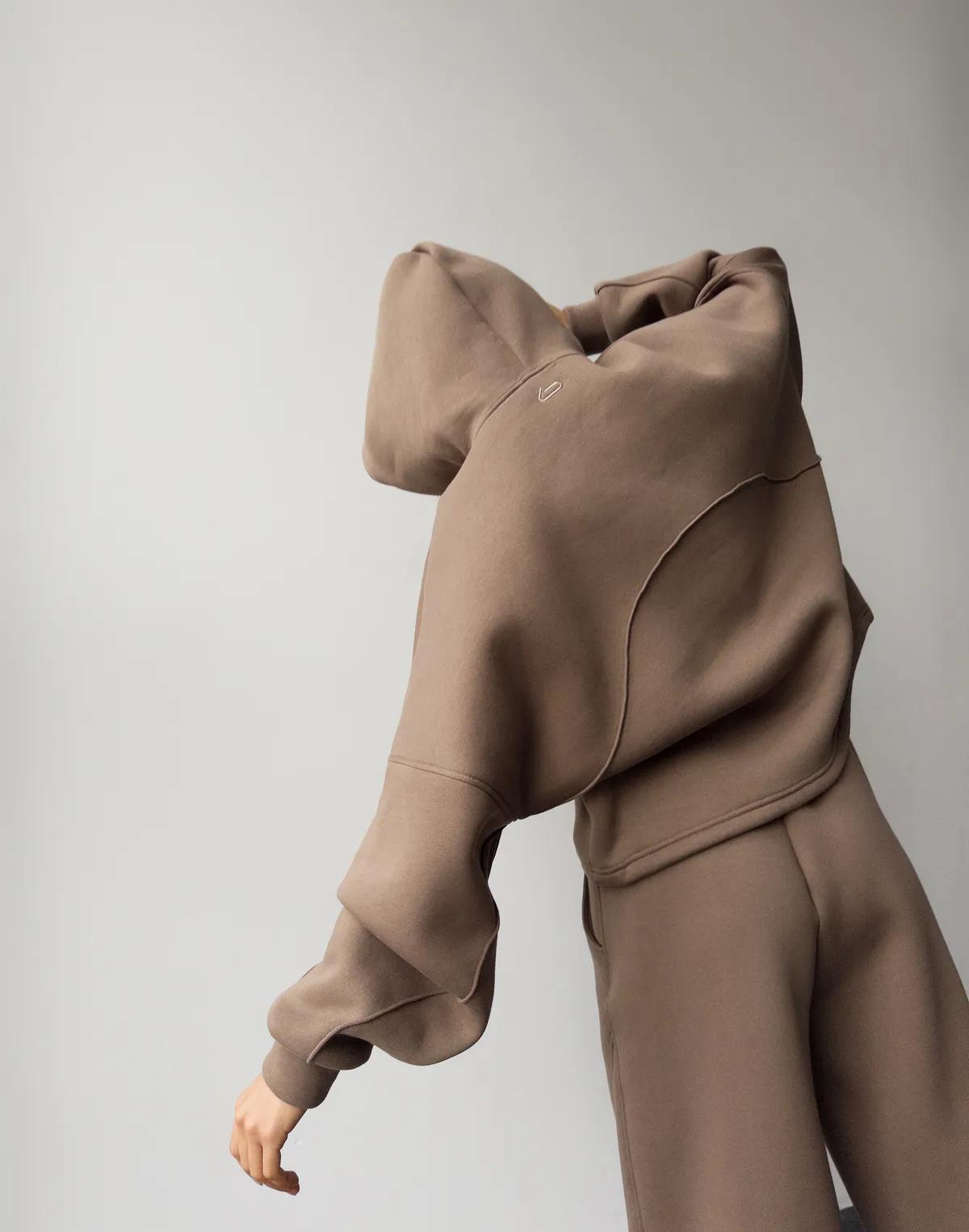 Худі оверсайз з декоративним швом, коричневий - Фото 4