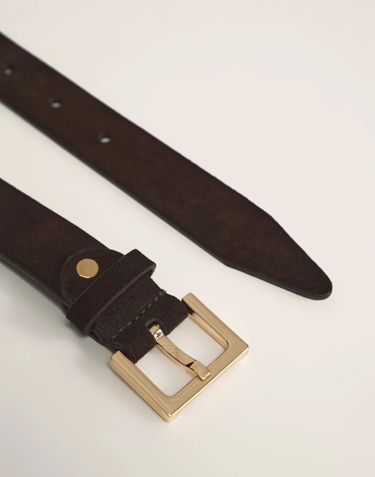 Замшевий ремінь з квадратною пряжкою, шоколадний - Фото 2