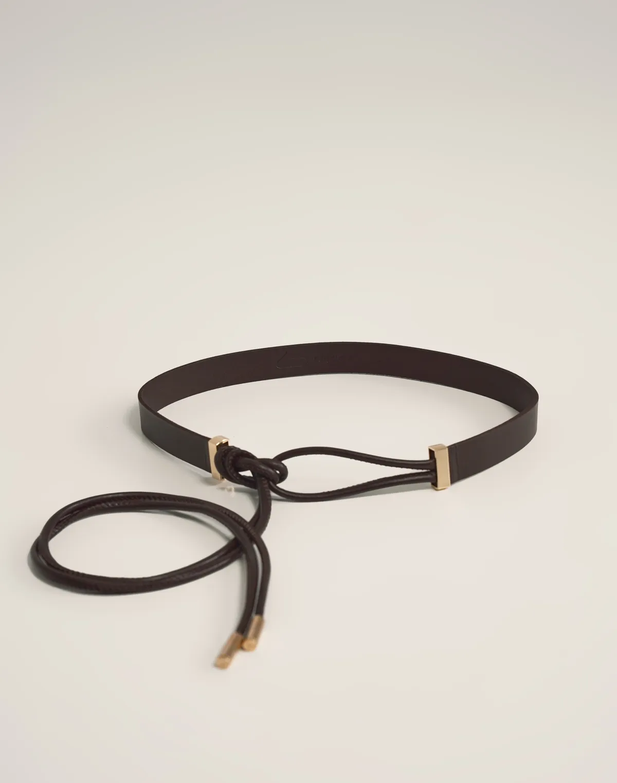 Шнурок-пояс з натуральної шкіри, шоколадний - Фото 1