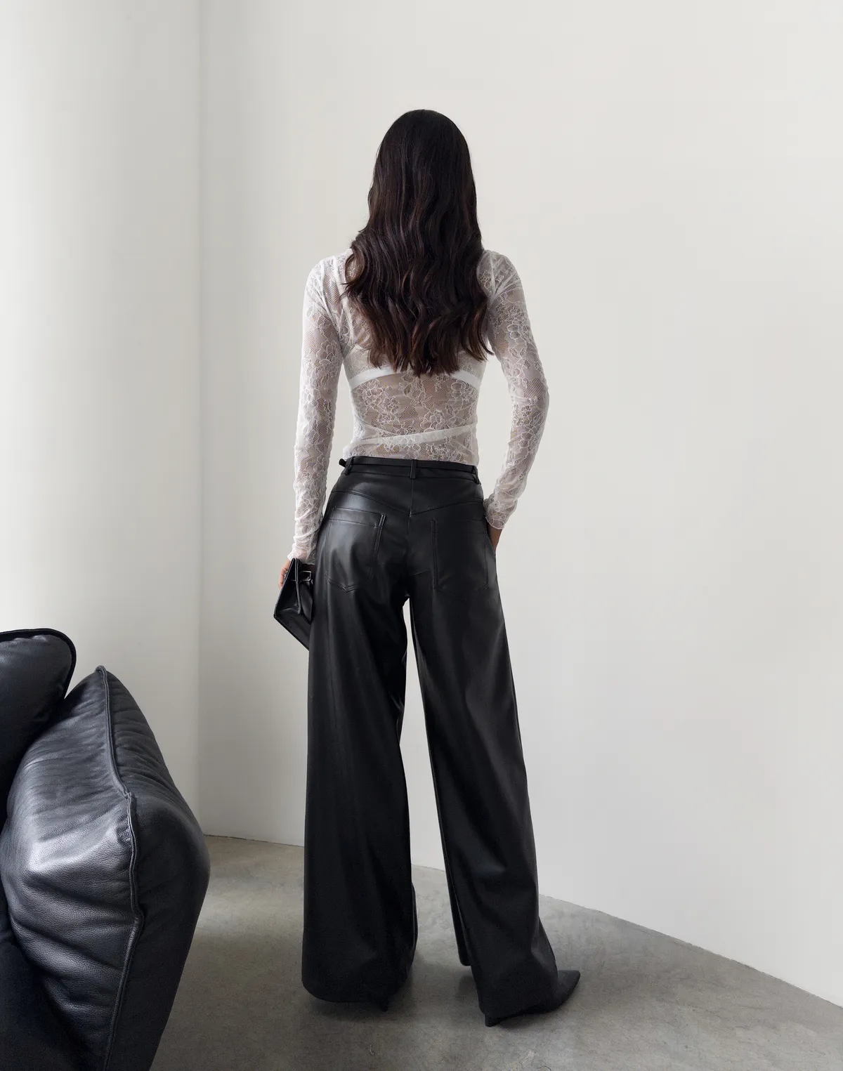 Koronkowy longsleeve, ecru - Фото 2