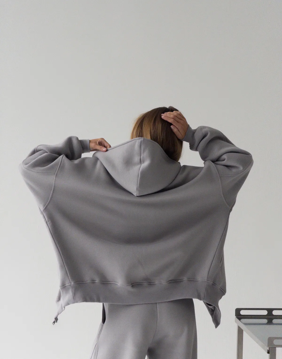 Зіпер з начосом та високим коміром, сірий - Фото 2