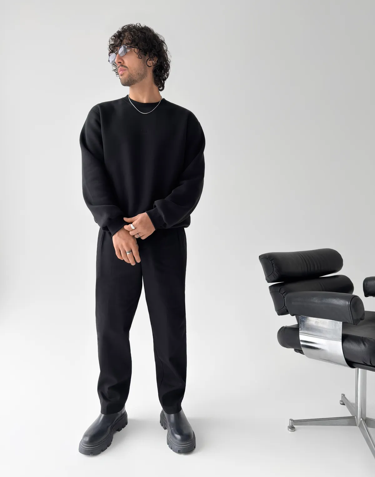 Світшот з начосом чоловічий, чорний - Фото 8