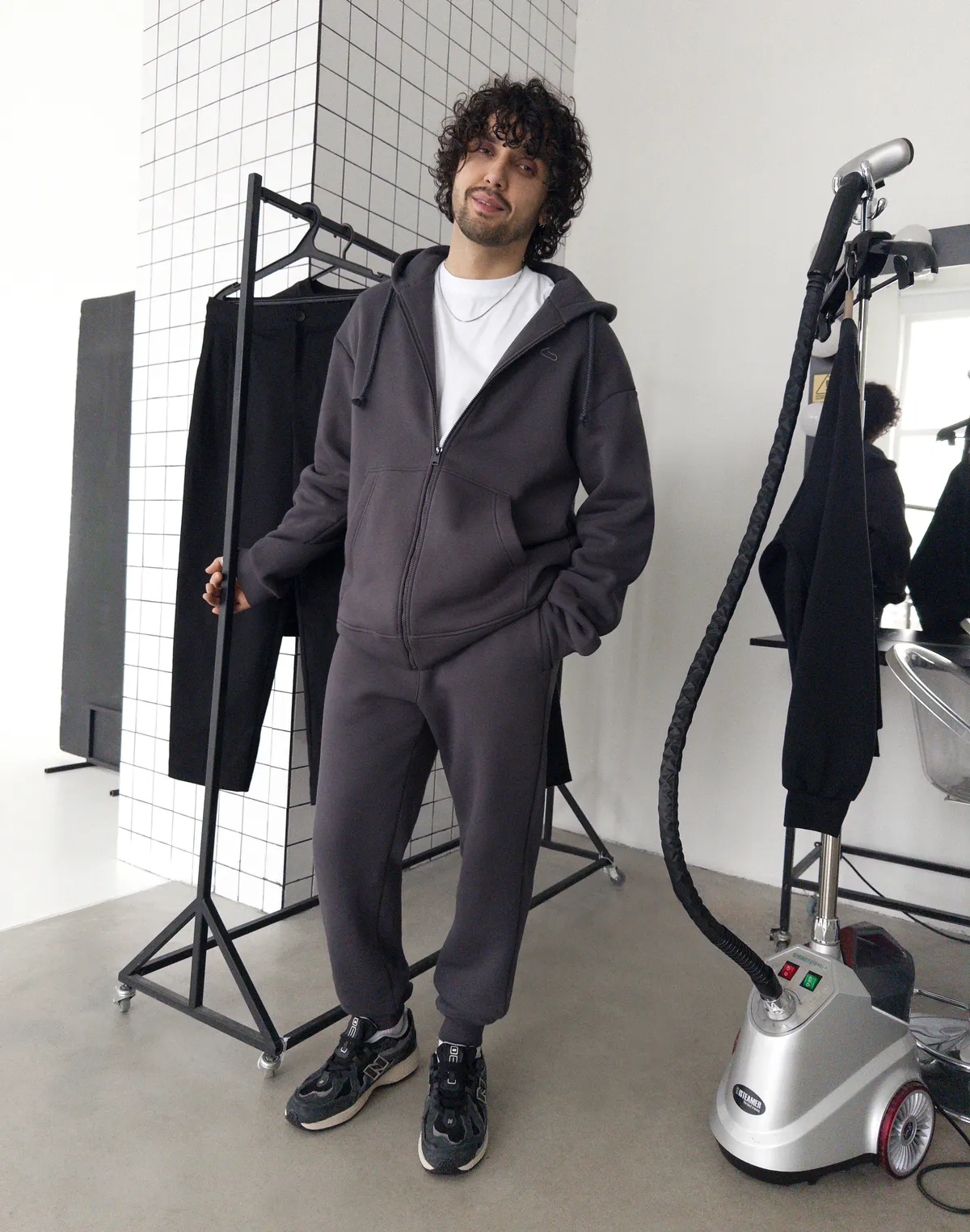 Зіпер з капюшоном та начосом чоловічий, антрацит - Фото 5