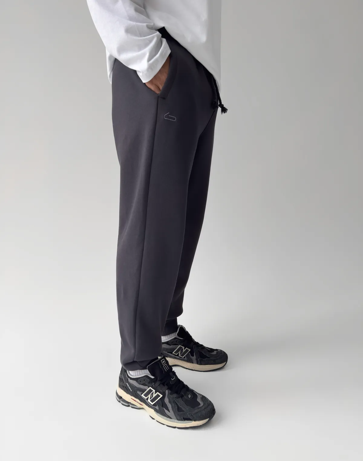 Штани спортивні з начосом чоловічі, антрацит - Фото 4