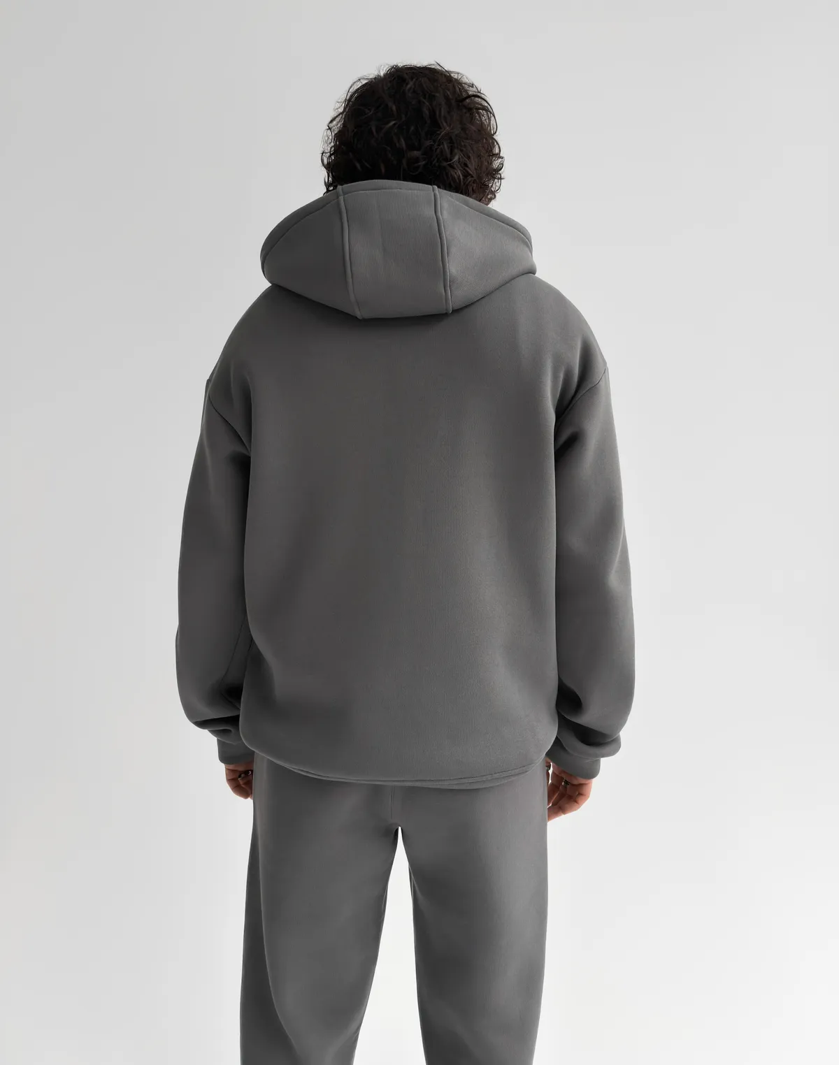 Зіпер з капюшоном та начосом чоловічий, темно-сірий - Фото 2
