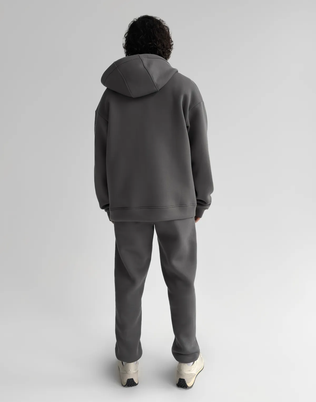 Комплект чоловічій з начосом зіпер з капюшоном та штани спортивні, темно-сірі - Фото 2