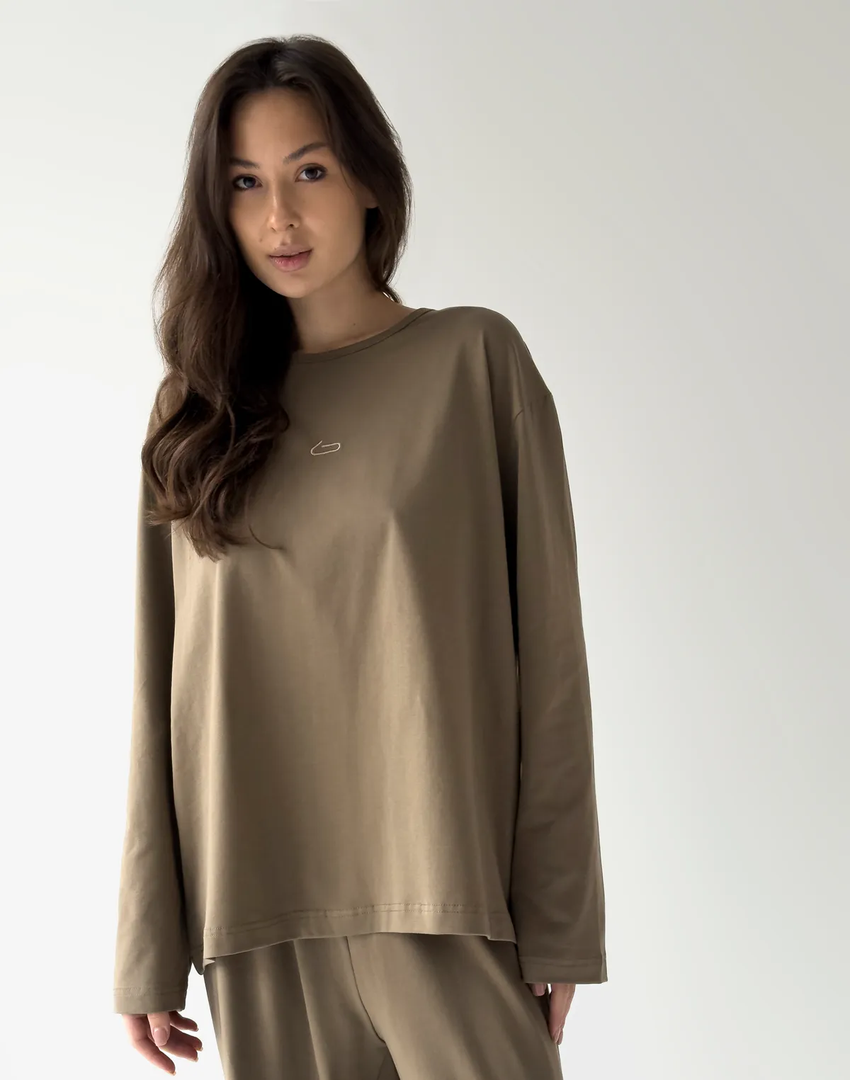 Піжамний лонгслів з ніжної бавовняної тканини, коричневий - Фото 5