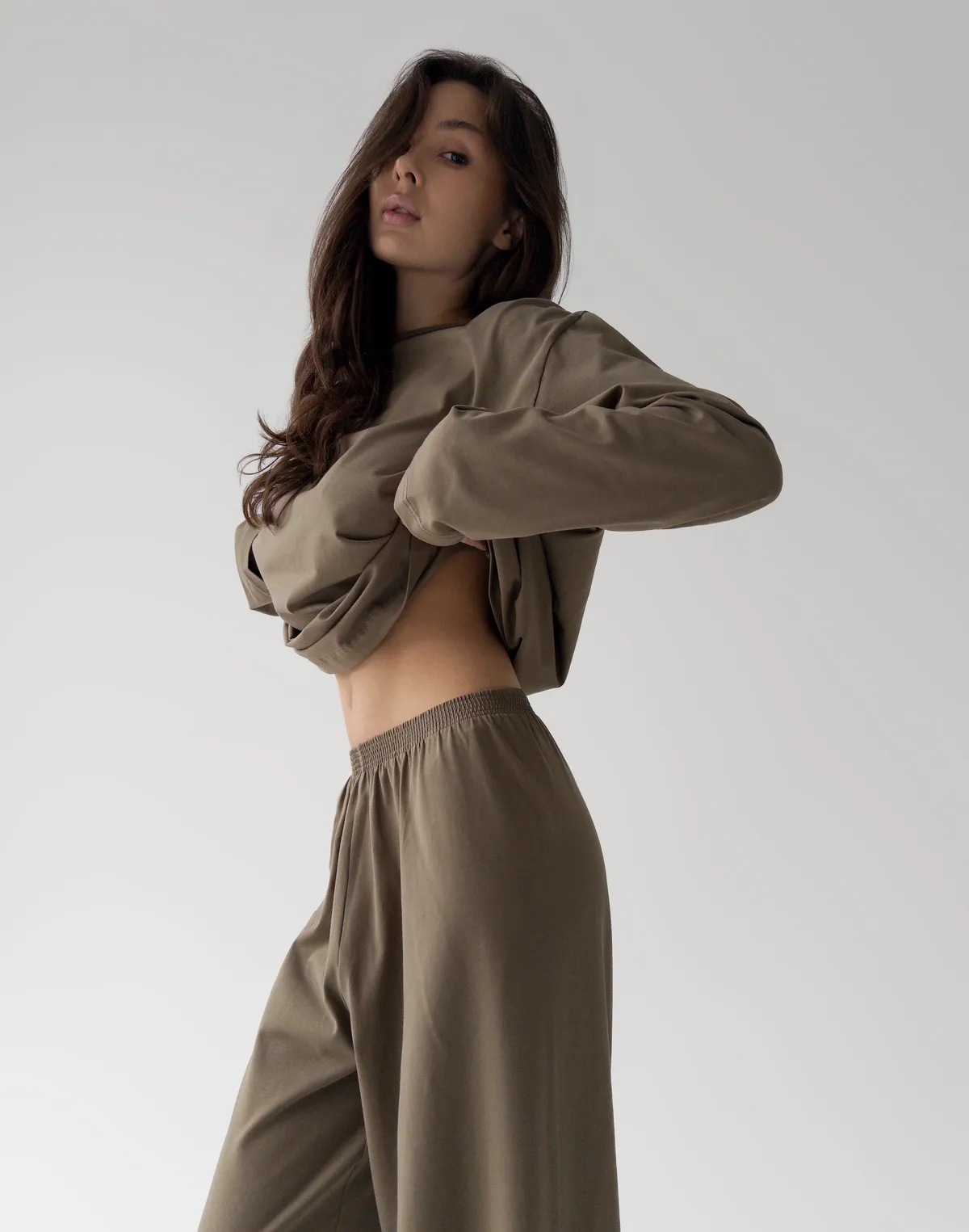 Піжамні штани з ніжної бавовняної тканини, коричневі - Фото 4