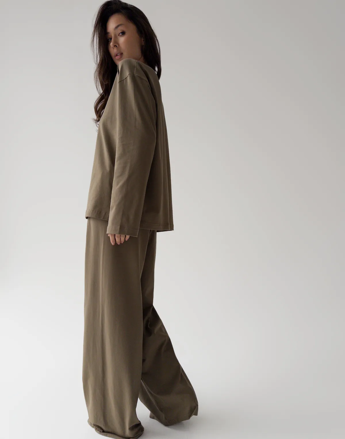 Піжамні штани з ніжної бавовняної тканини, коричневі - Фото 3