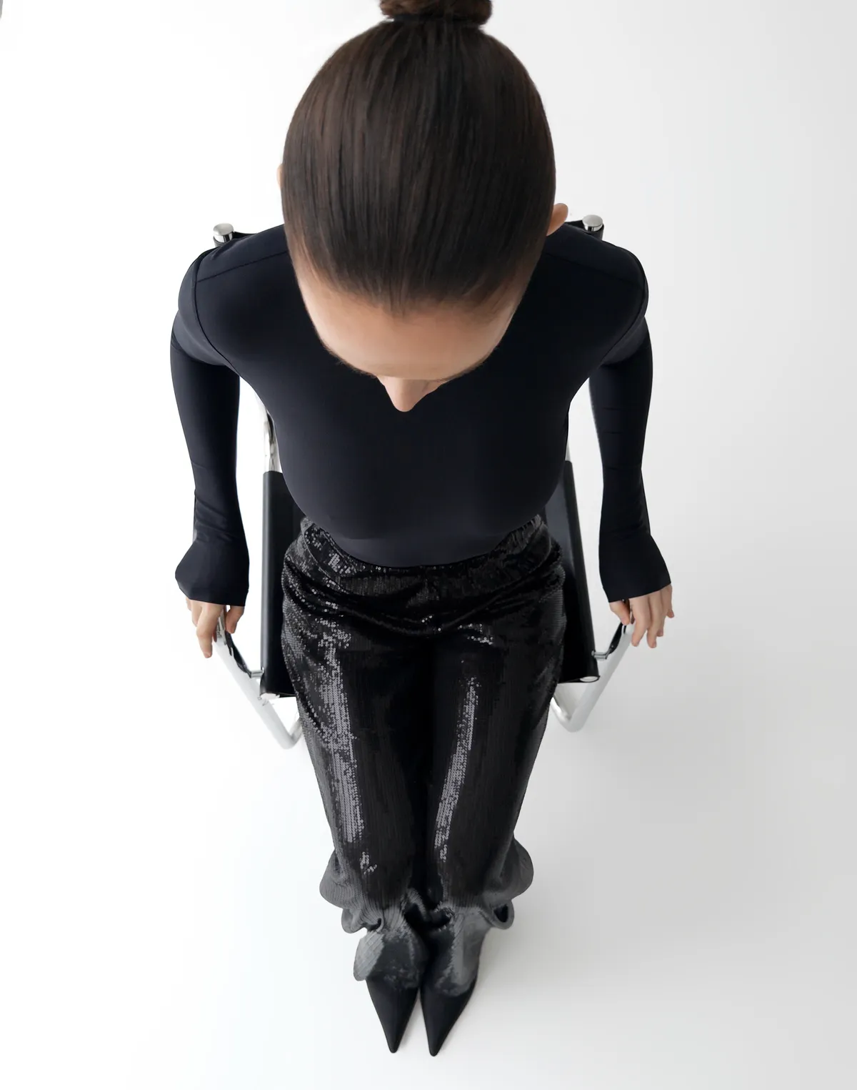 Штани з паєтками, чорні - Фото 7