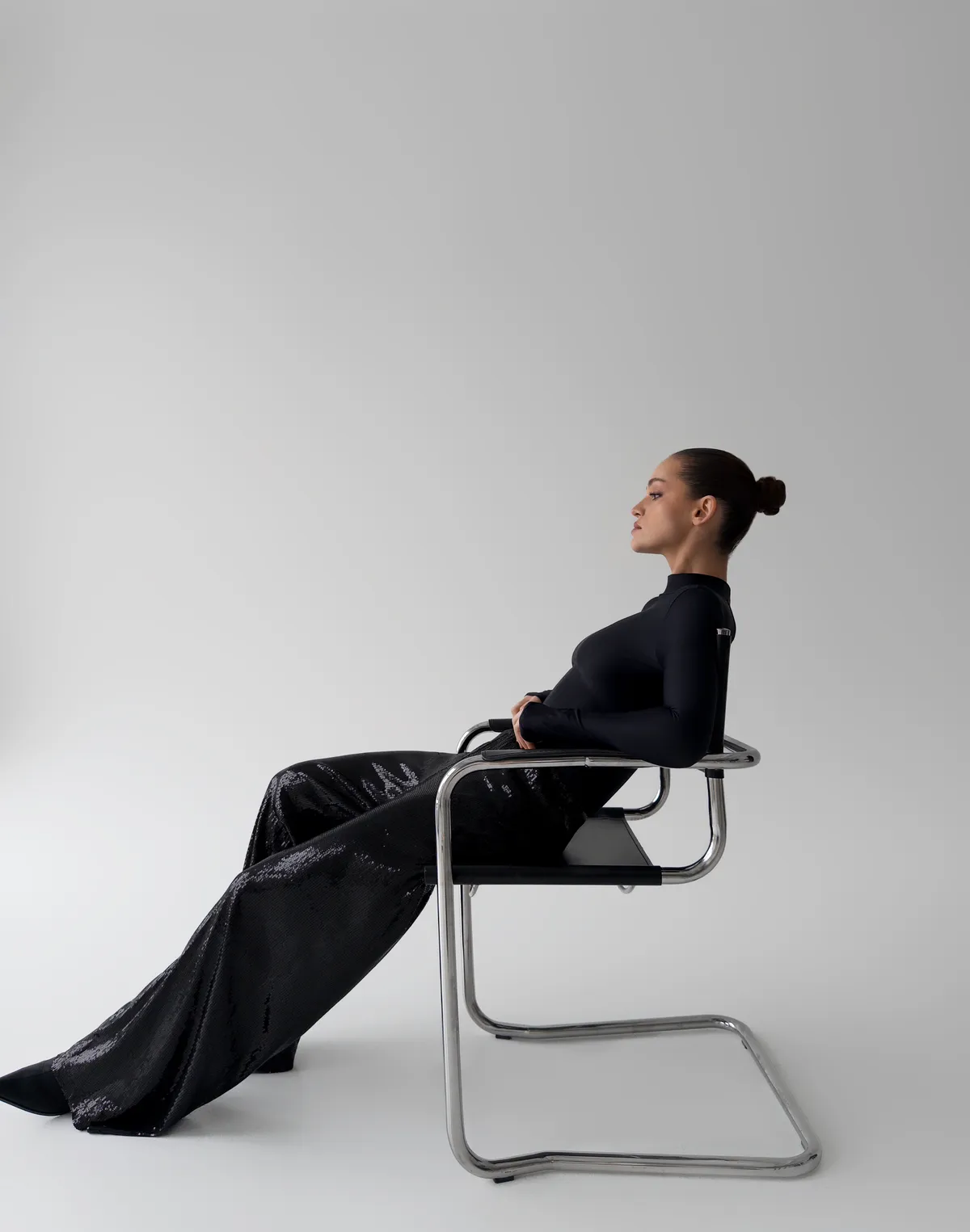 Штани з паєтками, чорні - Фото 4