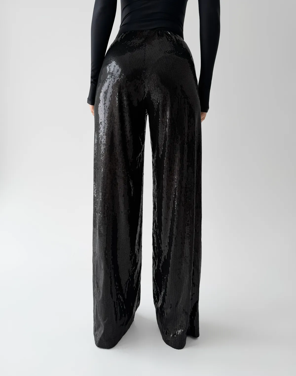 Штани з паєтками, чорні - Фото 2