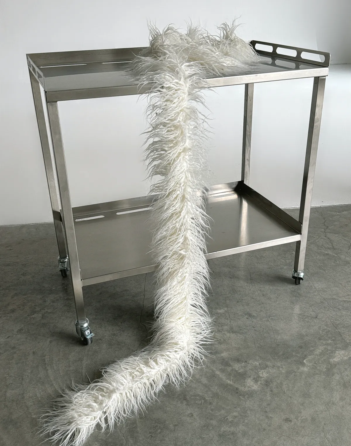 Шарф з екохутра, екрю - Фото 4