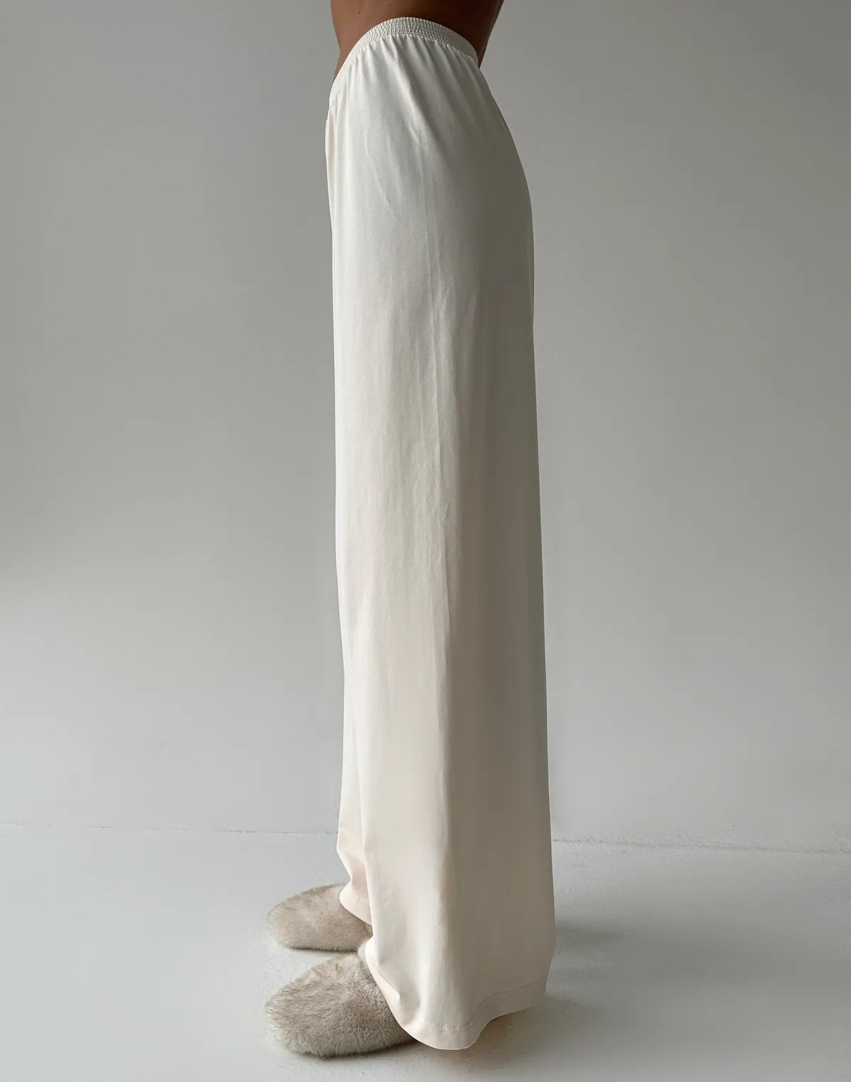 Піжамні штани з ніжної бавовняної тканини, екрю - Фото 7