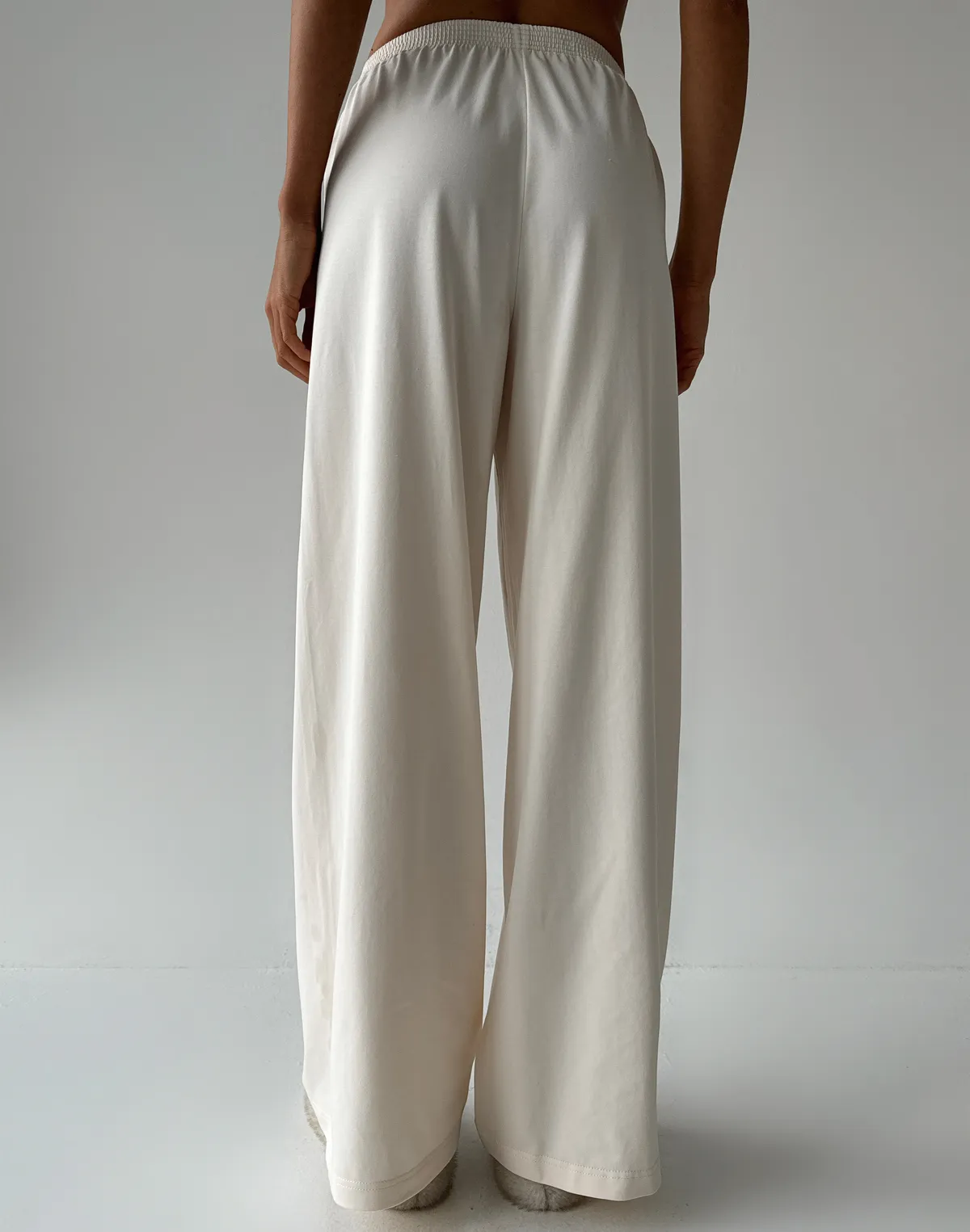 Піжамні штани з ніжної бавовняної тканини, екрю - Фото 2